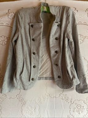 Tommy Hilfiger Light Gray Jersey Double-Breasted Blazer Jacket M